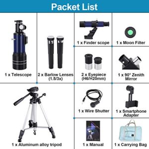 Telescope for Kids Beginners, 150X Magnification, 70mm Aperture 300mm Astronomical Refractor Telescope with Phone Adapter, Wire Shutter, Moon Filter and Carry Bag