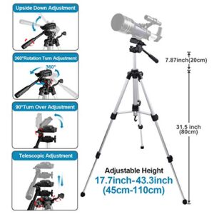 Telescope for Kids Beginners, 150X Magnification, 70mm Aperture 300mm Astronomical Refractor Telescope with Phone Adapter, Wire Shutter, Moon Filter and Carry Bag