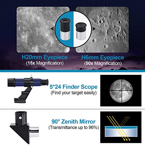 Telescope for Kids Beginners, 150X Magnification, 70mm Aperture 300mm Astronomical Refractor Telescope with Phone Adapter, Wire Shutter, Moon Filter and Carry Bag