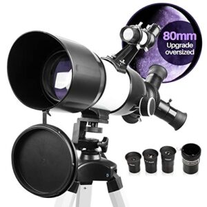 telescope for adults & kids monocular refractor telescope for astronomy beginners professional 400mm 80mm with tripod & smartphone adapter