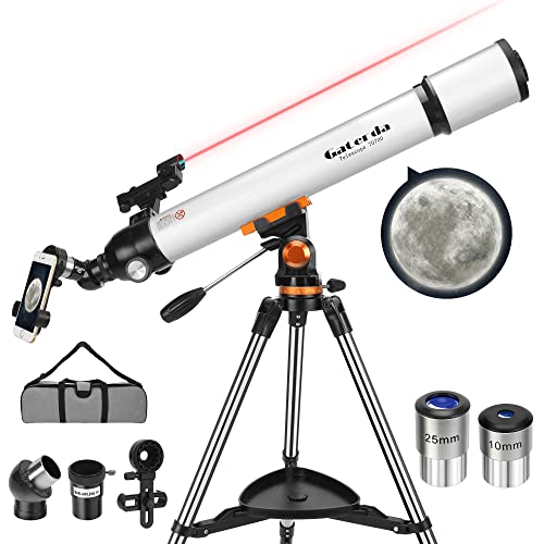 [2023 Upgraded] Gaterda Telescope, 70mm Aperture 700mm Real 210x HD Magnification, Astronomical Telescope for Adults & Kids & Beginners with Red Dot Finderscope, no Inverted Images, Easier to Use