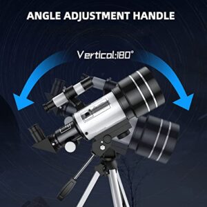 Telescope for Kids & Adults, 70mm Aperture Refractor Telescopes for Astronomy Beginners, Portable Travel Telescope with Phone Adapter & Wireless Remote, Astronomy Gifts for Kids