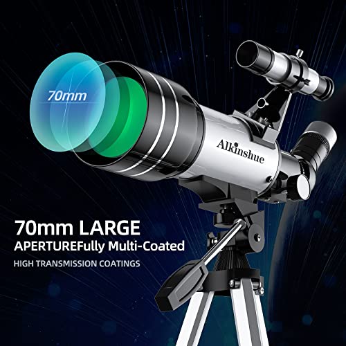 Telescope for Kids & Adults, 70mm Aperture Refractor Telescopes for Astronomy Beginners, Portable Travel Telescope with Phone Adapter & Wireless Remote, Astronomy Gifts for Kids