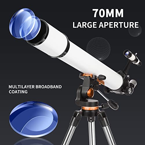 Telescope,Telescopes for Adults Astronomy,70mm Aperture 700mm Focal Length Professional Refractor Telescope for Kids and Beginners with Phone Adapter, AZ Mount and Tripod to Viewing Planets and Moon