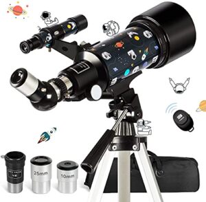 free soldier telescopes for kids and adults astronomy, 70mm aperture and 400mm focal length professional astronomy telescope for beginners with smartphone adapter carry bag adjustable tripod