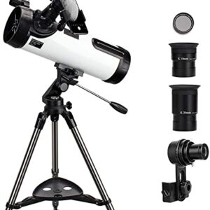 Telescope 114AZ Newtonian Reflector Telescope for Astronomy Adults, Great Astronomy Gift for Kids Adults, Comes with Cellphone Adapter & 1.25 Inch 13% T Moon Filter