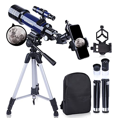 Telescopes for Astronomy Adults, 70mm Aperture 400mm Focal Length Refractor Telescope for Beginners Kids, Portable Telescope with Backpack Tripod Phone Adapter