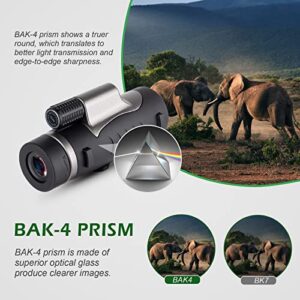 Aircover 10x42 HD Monocular Telescope, BAK-4 Prism Waterproof & Fogproof Monocular with Hand Strap, Tripod, Phone Adapter - Scope for Wildlife Bird Watching Shooting Hunting Camping Travel Scenery