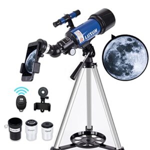 luxun telescope for astronomy beginners kids adults, 70mm aperture 400mm astronomical refracting portable telescope – travel telescope (40070-blue)