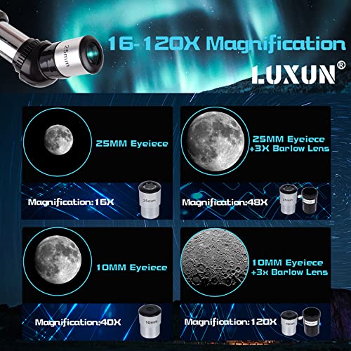 LUXUN Telescope for Astronomy Beginners Kids Adults, 70mm Aperture 400mm Astronomical Refracting Portable Telescope - Travel Telescope (40070-blue)