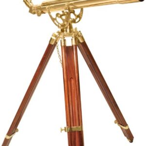 BARSKA Anchormaster 28x60m Brass Refractor Telescope w/ Mahogany Floor Tripod