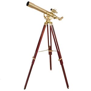 BARSKA Anchormaster 28x60m Brass Refractor Telescope w/ Mahogany Floor Tripod