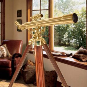 BARSKA Anchormaster 28x60m Brass Refractor Telescope w/ Mahogany Floor Tripod