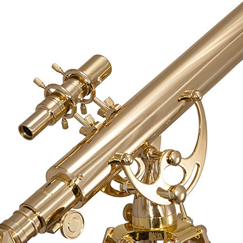 BARSKA Anchormaster 28x60m Brass Refractor Telescope w/ Mahogany Floor Tripod