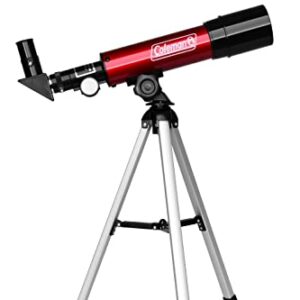 Coleman 360x50 Refractor Telescope Kit with Heavy-Duty Carrying Case, C36050 - Crimson Red