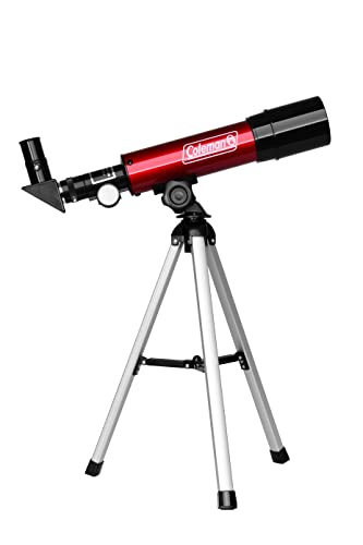 Coleman 360x50 Refractor Telescope Kit with Heavy-Duty Carrying Case, C36050 - Crimson Red