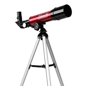 Coleman 360x50 Refractor Telescope Kit with Heavy-Duty Carrying Case, C36050 - Crimson Red