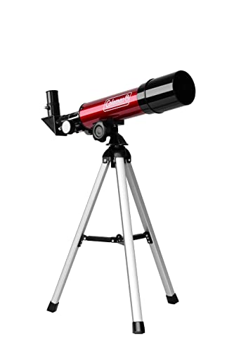 Coleman 360x50 Refractor Telescope Kit with Heavy-Duty Carrying Case, C36050 - Crimson Red