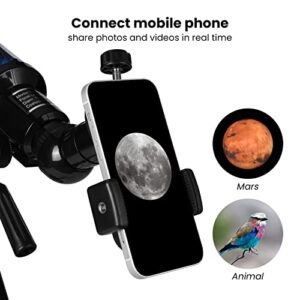 Telescope for Beginners,70mm Aperture 400mm AZ Mount Photography Tripod 17.9-47.6In Astronomical Refracting Telescope for Adults Kids, Portable Travel Telescope with Backpack Phone Adapter