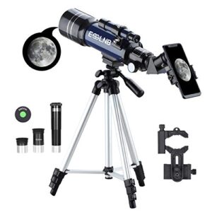 esslnb telescope for kids, 70mm aperture refractor telescopes (15x-180x) for astronomy beginners, portable travel telescope with phone adapter & adjustable tripod-astronomy gifts for kids