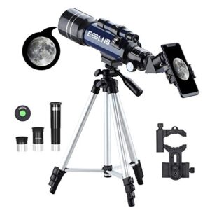 ESSLNB Telescope for Kids, 70mm Aperture Refractor Telescopes (15X-180X) for Astronomy Beginners, Portable Travel Telescope with Phone Adapter & Adjustable Tripod-Astronomy Gifts for Kids