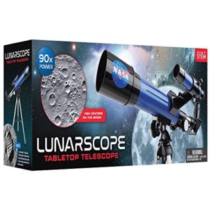 NASA Lunar Telescope for Kids – Capable of 90x Magnification, Includes Two Eyepieces, Tabletop Tripod, Finder Scope, and Full-Color Learning Guide, The Perfect STEM Gift for a Young Astronomer