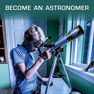 NASA Lunar Telescope for Kids – Capable of 90x Magnification, Includes Two Eyepieces, Tabletop Tripod, Finder Scope, and Full-Color Learning Guide, The Perfect STEM Gift for a Young Astronomer