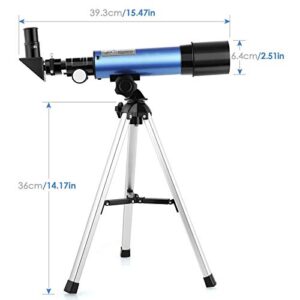 Updated Telescope, Portable Telescope for Astronomy Beginners Kids Adults Refractor Travel Telescope 90x Magnification with Tabletop Tripod 2 Eyepieces, Astronomy Gifts for Kids