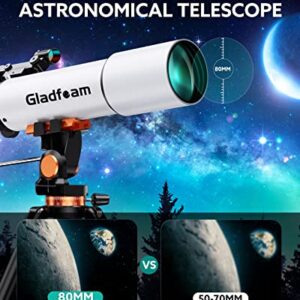 Telescopes for Adults Astronomy, 80mm Aperture 500mm Professional Refractor Telescopes for Kids, Beginners Telescope with Adjustable Tripod, Phone Adapter to Observe The Moon and Planet