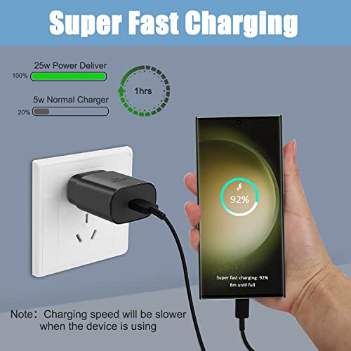 Samsung S23 S22 Charger Fast Charging,25W USB C Super Fast Charger Type C Wall Charger Block & Android Phone Cable 10ft for Samsung Galaxy S23 S22 Ultra Plus, S20/S21Ultra, Note20, Z Fold/Flip,2 Pack