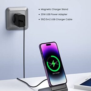 DSUSMA 15W Magnetic Wireless Charger Compatible with MagSafe Charger/iPhone 14/14 Pro/14 Plus/14 Pro Max/iPhone 13/13 Pro/13 Pro Max/iPhone 12 Series, with 20W Power Charger+5ft Charger Cable(Black)