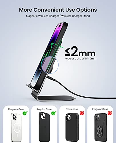 DSUSMA 15W Magnetic Wireless Charger Compatible with MagSafe Charger/iPhone 14/14 Pro/14 Plus/14 Pro Max/iPhone 13/13 Pro/13 Pro Max/iPhone 12 Series, with 20W Power Charger+5ft Charger Cable(Black)