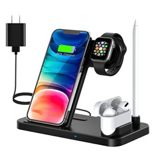 wireless charging station – 4 in 1 wireless charger charging stand compatible with iphone 14 plus pro max 13 pro max 12 pro max se 11pro x xr xs max 8 plus – apple watch series airpods 1 2 3 pro
