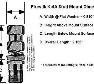 FIRESTIK K-4A CB RADIO ANTENNA HEAVY DUTY SO-239 STUD MOUNT (BULK)