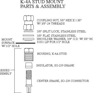 FIRESTIK K-4A CB RADIO ANTENNA HEAVY DUTY SO-239 STUD MOUNT (BULK)