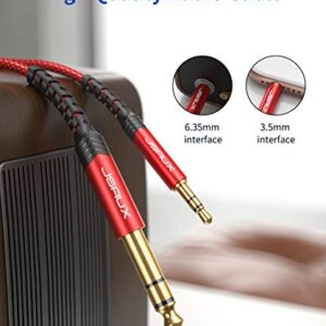 JSAUX 3.5mm to 6.35mm Stereo Audio Cable, 6.35mm 1/4" Male to 3.5mm 1/8" Male TRS Bidirectional Stereo Audio Cable Jack 4FT for Guitar, iPod, Laptop, Home Theater Devices, Speaker and Amplifiers-Red