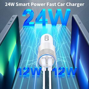 [Apple MFi Certified] iPhone Fast Car Charger, Rombica 4.8A Dual USB Smart Power Car Rapid Charger with 2 Pack Lightning to USB Quick Car Charging Cord for iPhone 14/13/12/11/XS/XR/SE/X 8/iPad/AirPods