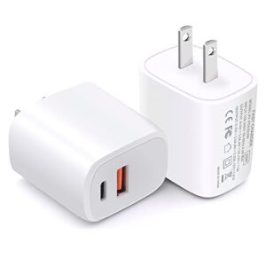 [2-pack] 20w usb c fast charger(etl listed), dual port pd power delivery + quick charge 3.0 wall charger,type-c quick charge phone adapter for ip hone 12 pro max mini 11 pro max xs max x 8 plus ip ad