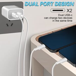 iPhone 14 Super Fast Charger,Dual Port USB C Charger [Apple MFi Certified] Apple USB C Wall Charger Plug with 2Pack Type C Quick Lightning Cable For iPhone 14/13/12/11/ProMax/Mini/XR/SE/8 Plus/AirPods