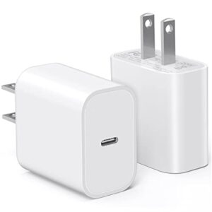 usb c wall charger, 2-pack 20w fast charger block, type c pd power delivery charging block plug for iphone 11/12/13/14/pro max, xs/xr/x, ipad pro, airpods pro, samsung galaxy and more(white)