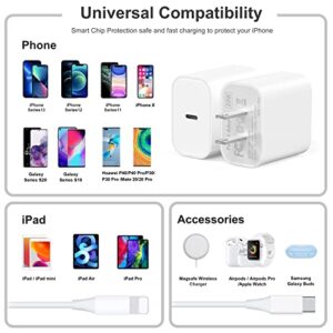 USB C Wall Charger, 2-Pack 20W Fast Charger Block, Type C PD Power Delivery Charging Block Plug for iPhone 11/12/13/14/Pro Max, XS/XR/X, iPad Pro, AirPods Pro, Samsung Galaxy and More(White)