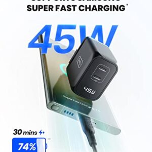 45W USB C Super Fast Charger, INIU I622 PD PPS Foldable Dual USB C Wall Charger Supports Super Fast Charging for Samsung S23 Ultra/S23/S22/S21/S20/Note, MacBook Air, Steam Deck, iPhone 14, iPad