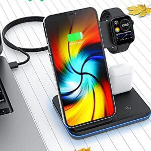 Wireless Charging Station, 2023 Upgraded 3 in 1 Wireless Charger Stand with Breathing Indicator Compatible with iPhone 14/13/12/11 Pro/XS, AirPods 3/2/1/pro 2, iWatch Series 8/7/6/5/4/3,Samsung Phones