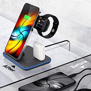 Wireless Charging Station, 2023 Upgraded 3 in 1 Wireless Charger Stand with Breathing Indicator Compatible with iPhone 14/13/12/11 Pro/XS, AirPods 3/2/1/pro 2, iWatch Series 8/7/6/5/4/3,Samsung Phones