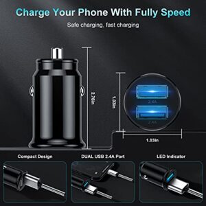 iPhone Car Charger, [Apple MFi Certified] 24W Dual USB Car Charger Adapter Plug with 2Pack 6ft Lightning Cable,iPhone Charging Cord for Apple iPhone 13 Pro/12 Mini/11/Xs Max/XR/X/8 Plus/7/6s/5/iPad.