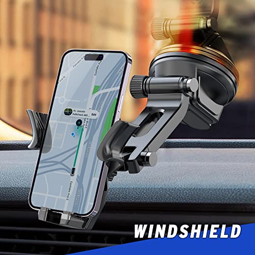 IPOW Car Phone Mount [Off-Road Grade Super Suction] Universal Car Phone Holder Mount for Dashboard Windshield, Car Phone Mount for iPhone 14 Samsung All Phones with Angle Adjustment of 3 Parts