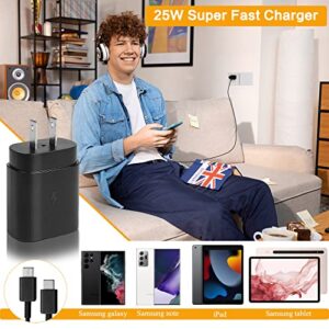 USB C Superfast Charger, USB Type-C to USB Type-C Cable 5ft and 25W Wall Charger Fast Charging PD Adapter Compatible with Samsung Galaxy Ultra S23/S22/S21/S20+ Note 20/10 Z Fold/Flip A71 A53 (1-Pack)