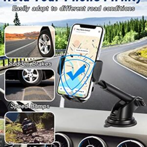 MLIFEMFUL Phone Mount for Car, 3 in 1 Car Phone Holder Mount Long Arm High Temperature Resistance Suction Cup,Cell Phone Holder for iPhone & All Smartphone Dashboard Windshield Vent Clip Compatible