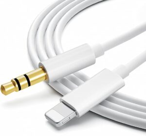 [apple mfi certified] mixfly iphone aux cord for car stereo, lightning to 3.5mm aux audio cable compatible for iphone 14/13/12/11/xs/x, home stereo/headphone, support all ios version – 3.3ft (white)