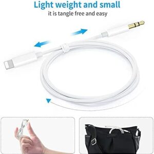 [Apple MFi Certified] Mixfly iPhone AUX Cord for Car Stereo, Lightning to 3.5mm AUX Audio Cable Compatible for iPhone 14/13/12/11/XS/X, Home Stereo/Headphone, Support All iOS Version - 3.3ft (White)